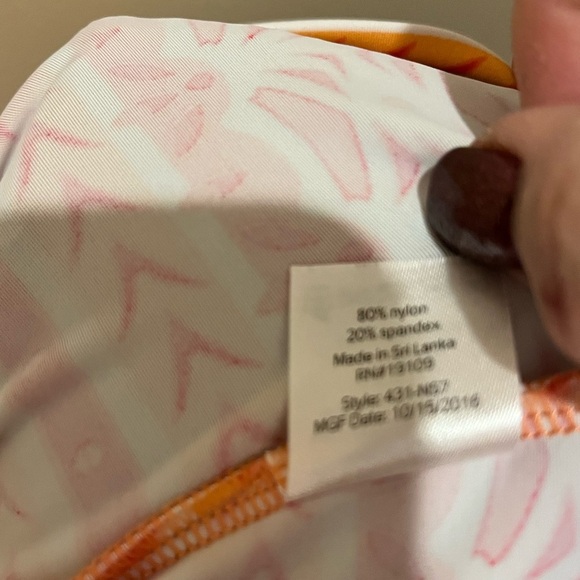 Cabana Life Bondi Beach Zipper Long Sleeve Orange/White Thumb Hole, Small - Picture 7 of 9